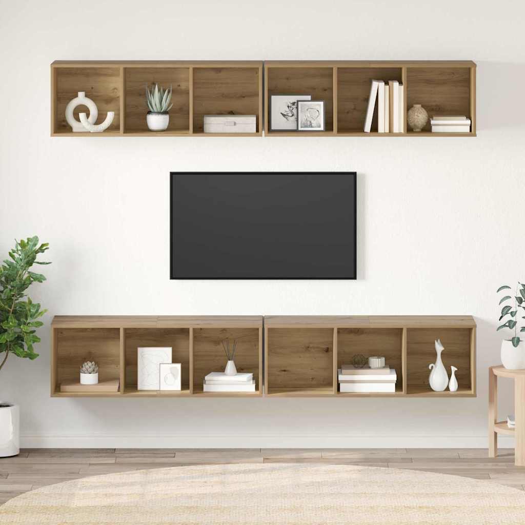 vidaXL Τηλεοπτική Κάβα Τοίχου 4 pcs artisan δρυς 37 x 37 x 107.5 εκ