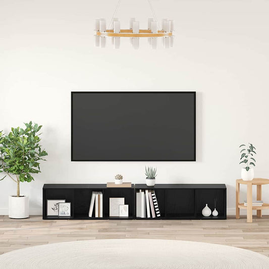 vidaXL Σετ επίπλου τηλεόρασης 2 pcs Μαύρη Οξυά 37 x 35 x 107 εκ.