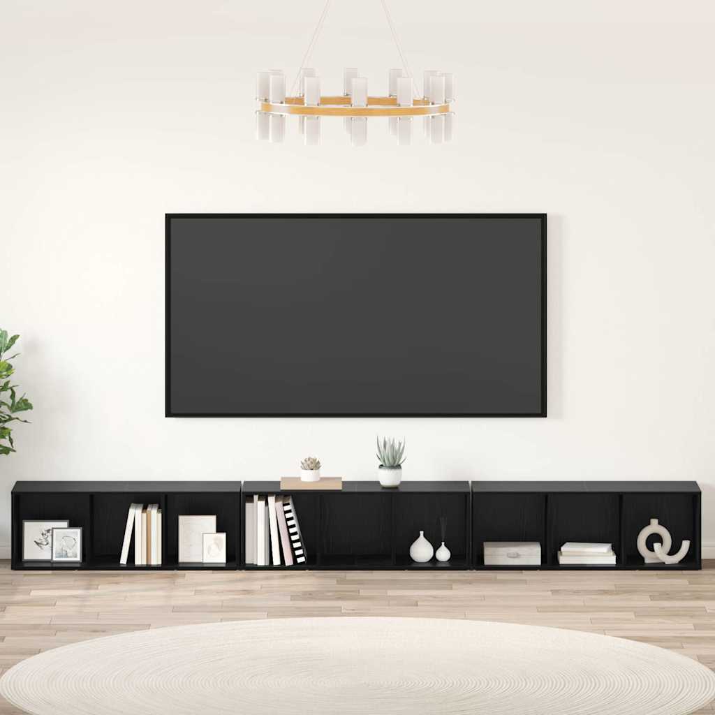 vidaXL Ντουλάπι TV 3 pcs Μαύρη δρυς 37 x 35 x 107.5 εκ