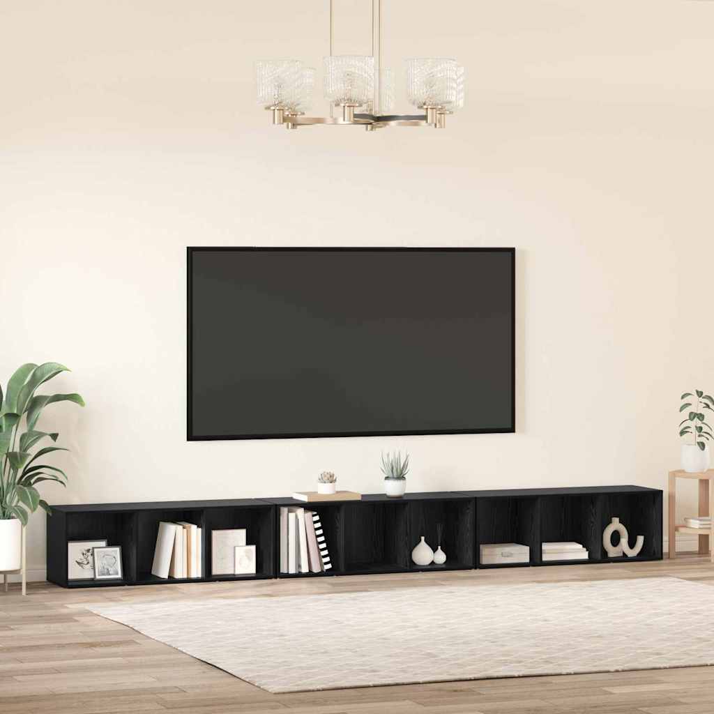 vidaXL Ντουλάπι TV 3 pcs Μαύρη δρυς 37 x 35 x 107.5 εκ