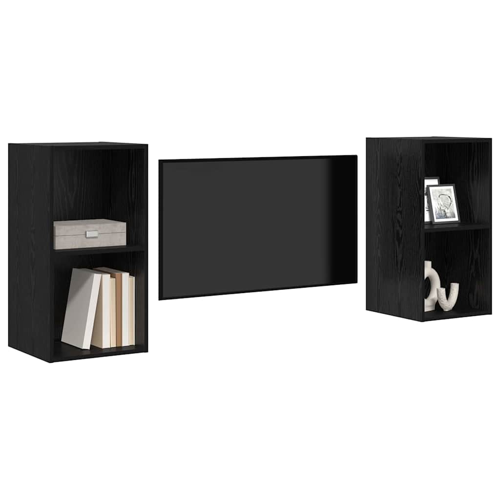 vidaXL Τηλεοπτική Κάβα Τοίχου 2 pcs Μαύρη Δρυς 37 x 37 x 72 εκ