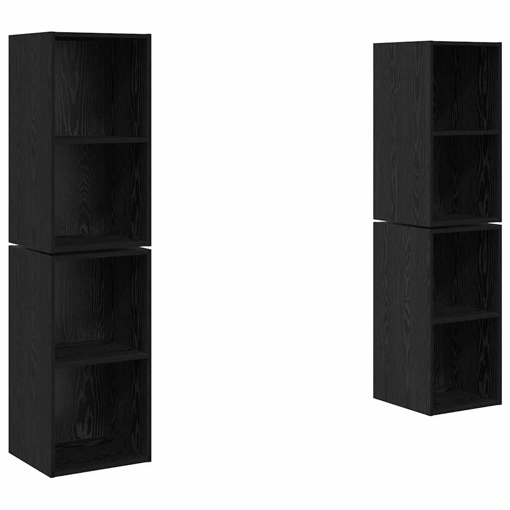 vidaXL Τηλεοπτική Κάβα Τοίχου 4 pcs Μαύρη Δρυς 37 x 37 x 72 εκ