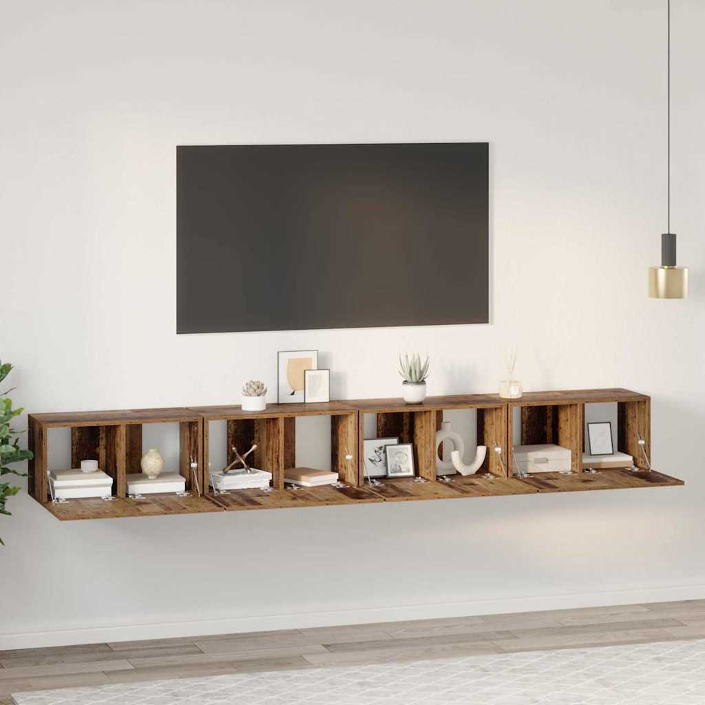 vidaXL Σετ επίπλου τηλεόρασης 4 pcs Παλιό Ξύλο 60 x 30 x 30 cm