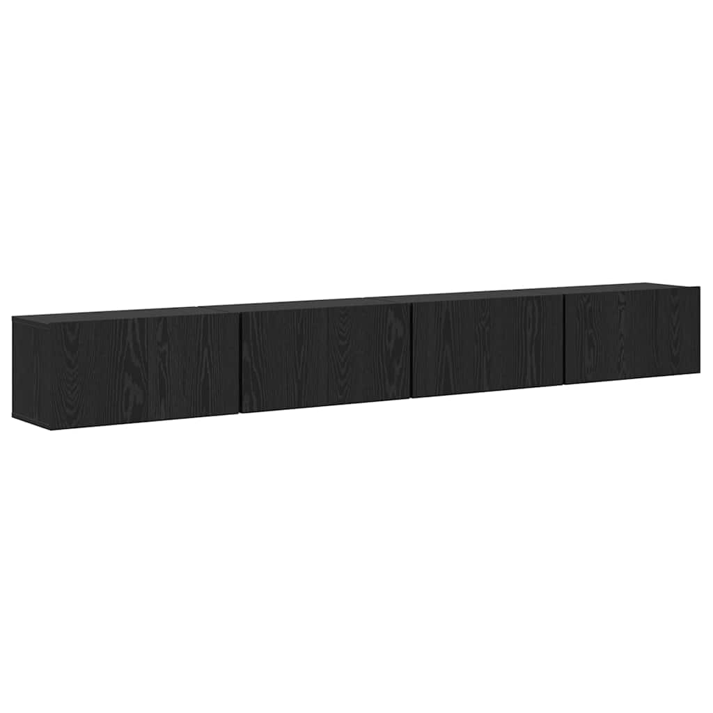 vidaXL Σετ επίπλου τηλεόρασης με αποθήκευση με πόρτα 4 pcs Μαύρη Δρυς
