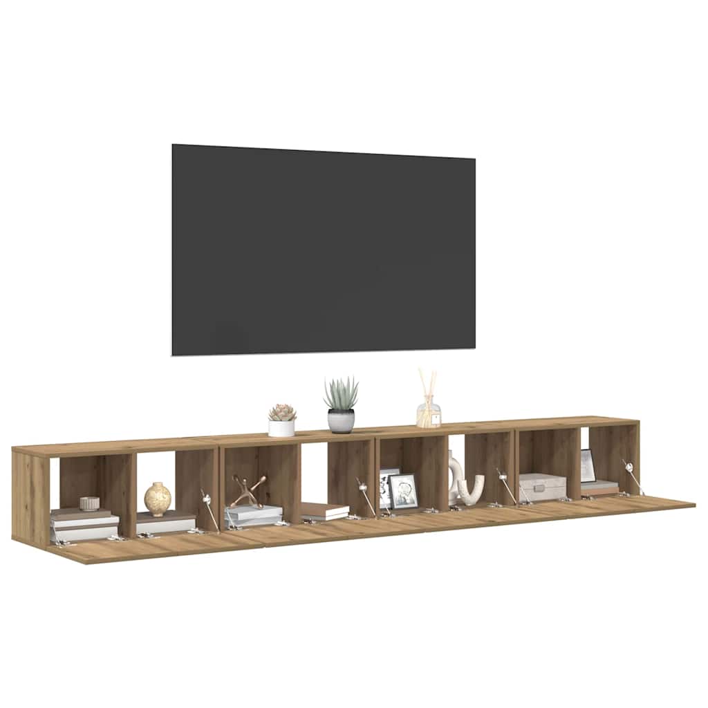 vidaXL Σετ επίπλου τηλεόρασης 4 τμχ. Artisan Oak Επεξεργασμένο Ξύλο