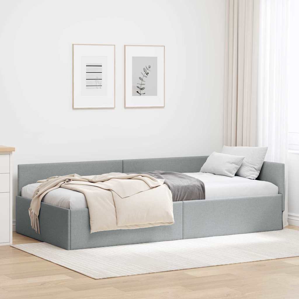 vidaXL Κρεβάτι Γωνίας Ανοιχτό γκρι 80 x 200 cm Ύφασμα και Έργο ξύλου