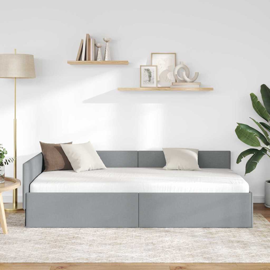 vidaXL Κρεβάτι Γωνίας Ανοιχτό γκρι 80 x 200 cm Ύφασμα και Έργο ξύλου