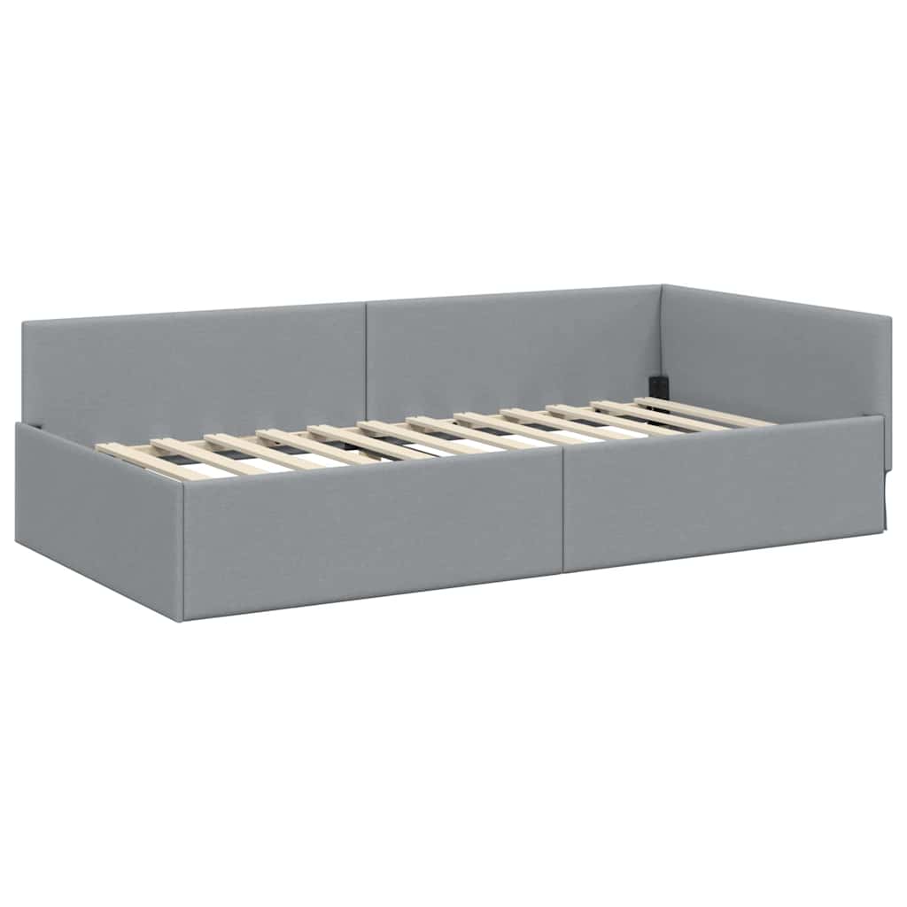 vidaXL Κρεβάτι Γωνίας Ανοιχτό γκρι 80 x 200 cm Ύφασμα και Έργο ξύλου