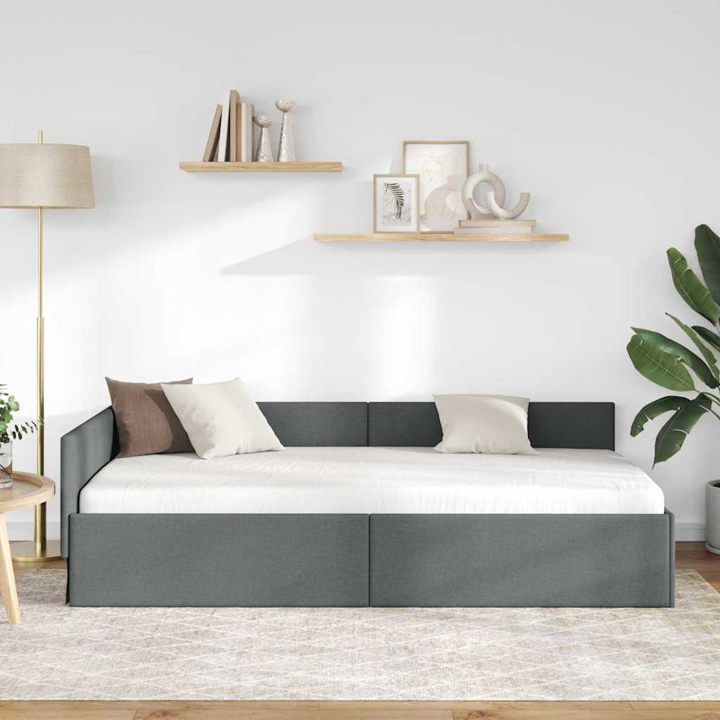 vidaXL Κρεβάτι Γωνίας Σκούρο γκρι 80 x 200 cm Ύφασμα και Έργο ξύλου