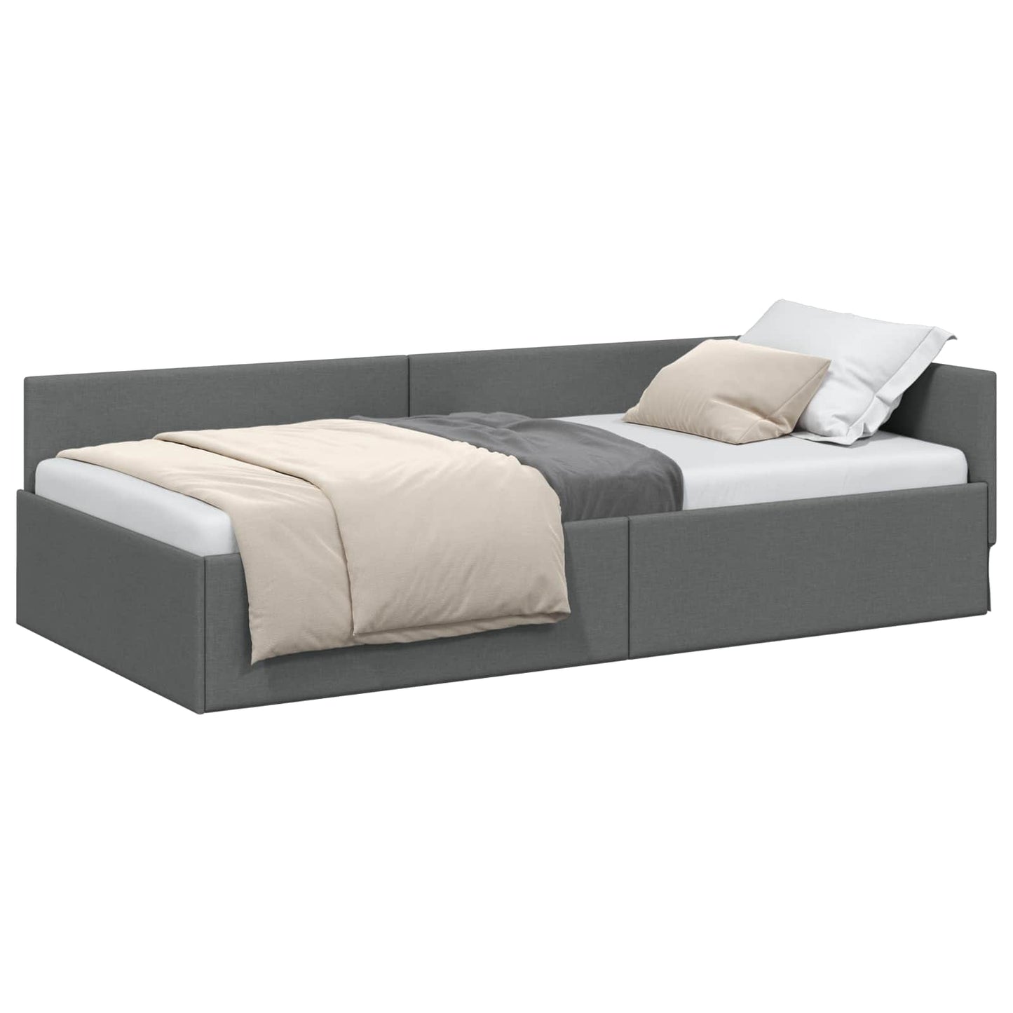 vidaXL Κρεβάτι Γωνίας Σκούρο γκρι 80 x 200 cm Ύφασμα και Έργο ξύλου