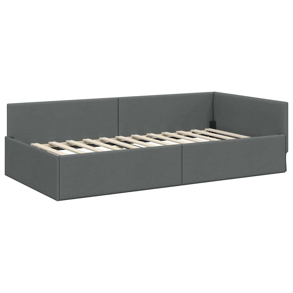 vidaXL Κρεβάτι Γωνίας Σκούρο γκρι 80 x 200 cm Ύφασμα και Έργο ξύλου