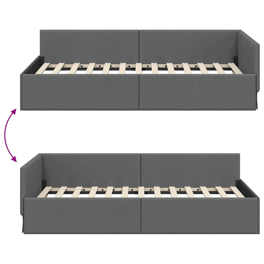 vidaXL Κρεβάτι Γωνίας Σκούρο γκρι 80 x 200 cm Ύφασμα και Έργο ξύλου