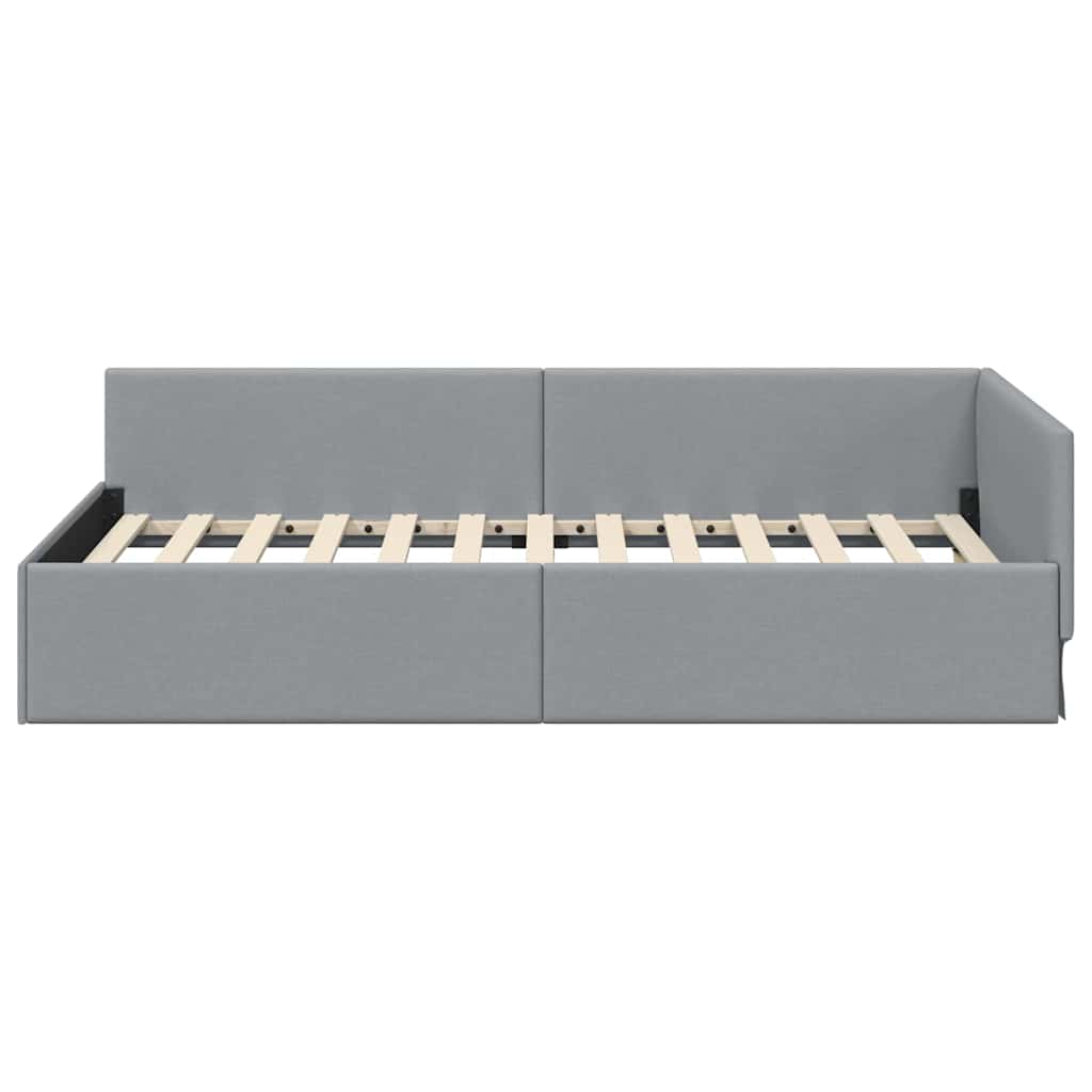 vidaXL Κρεβάτι Γωνίας Ανοιχτό γκρι 90 x 200 cm Ύφασμα και Έργο ξύλου