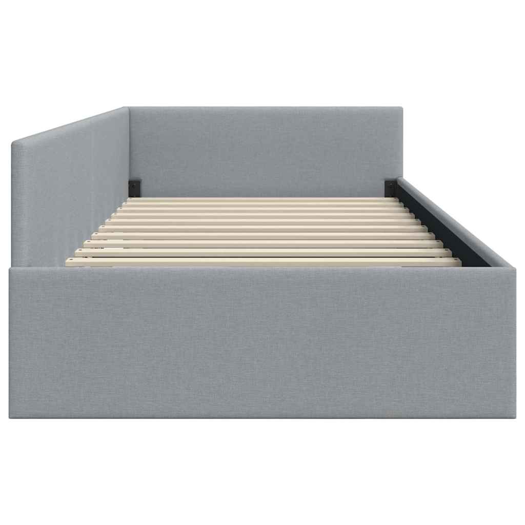 vidaXL Κρεβάτι Γωνίας Ανοιχτό γκρι 90 x 200 cm Ύφασμα και Έργο ξύλου