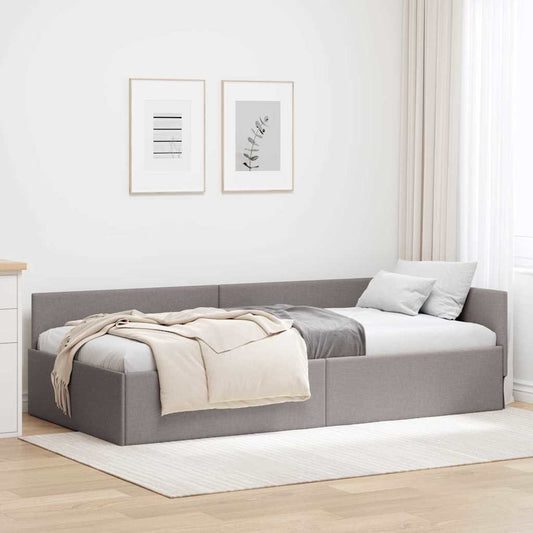 vidaXL Κρεβάτι Γωνίας με κεφαλάρι Taupe 90 εκ x 200 εκ ύφασμα