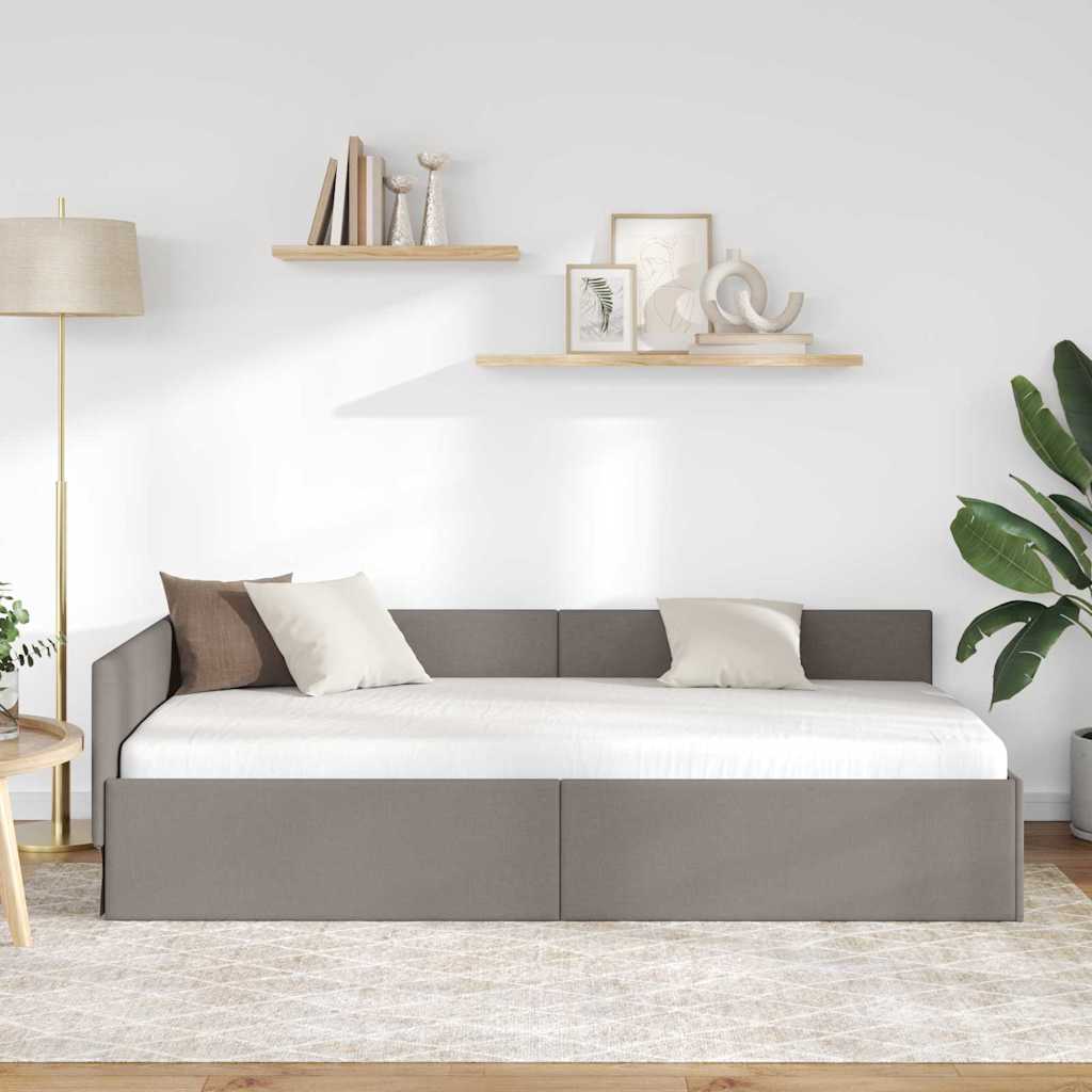 vidaXL Κρεβάτι Γωνίας με κεφαλάρι Taupe 90 εκ x 200 εκ ύφασμα