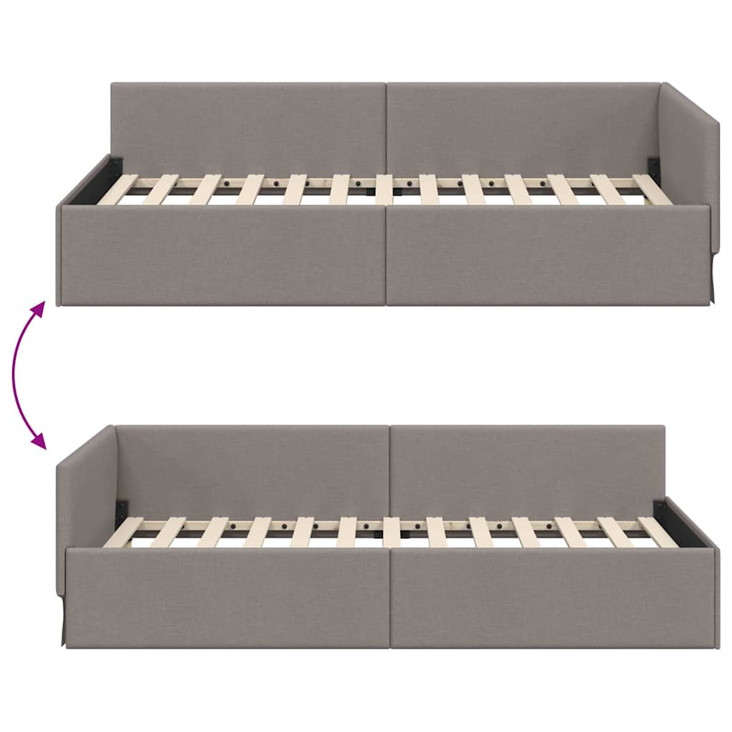 vidaXL Κρεβάτι Γωνίας με κεφαλάρι Taupe 90 εκ x 200 εκ ύφασμα