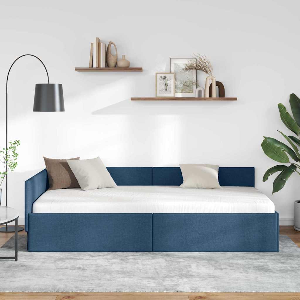 vidaXL Κρεβάτι Γωνίας με κεφαλάρι Μπλε 90 εκ x 200 εκ ύφασμα