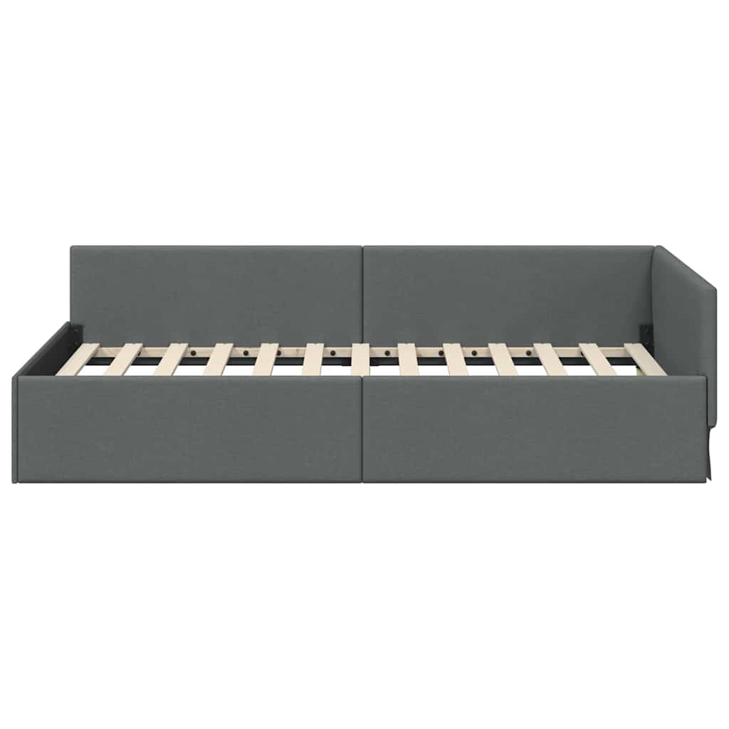 vidaXL Κρεβάτι Γωνίας Σκούρο Γκρι 100 x 203 εκ. ύφασμα