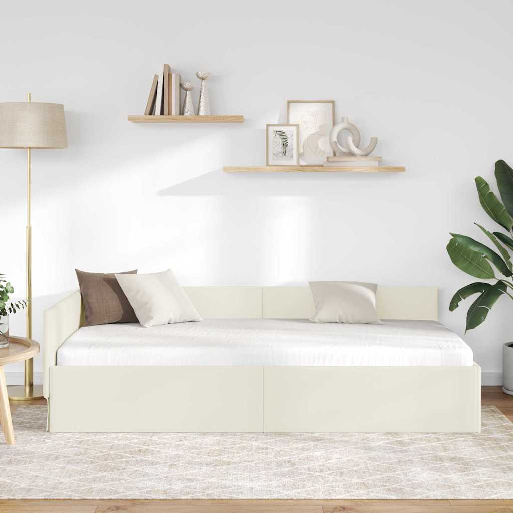 vidaXL Κρεβάτι Γωνίας με κεφαλάρι Κρεμ 80 εκ x 200 εκ Βελούδο