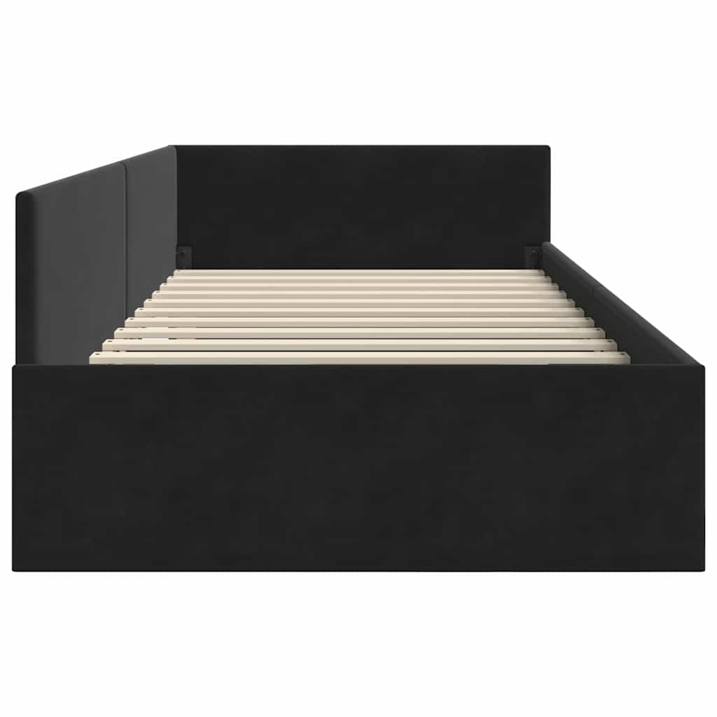 vidaXL Κρεβάτι Γωνίας με κεφαλάρι Μαύρο 90 εκ x 190 εκ Βελούδο