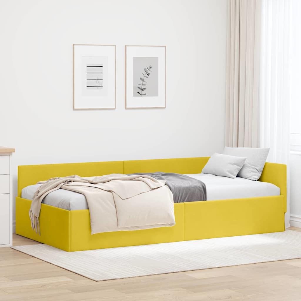 vidaXL Κρεβάτι Γωνίας με κεφαλάρι Κίτρινο 90 εκ x 190 εκ Βελούδο