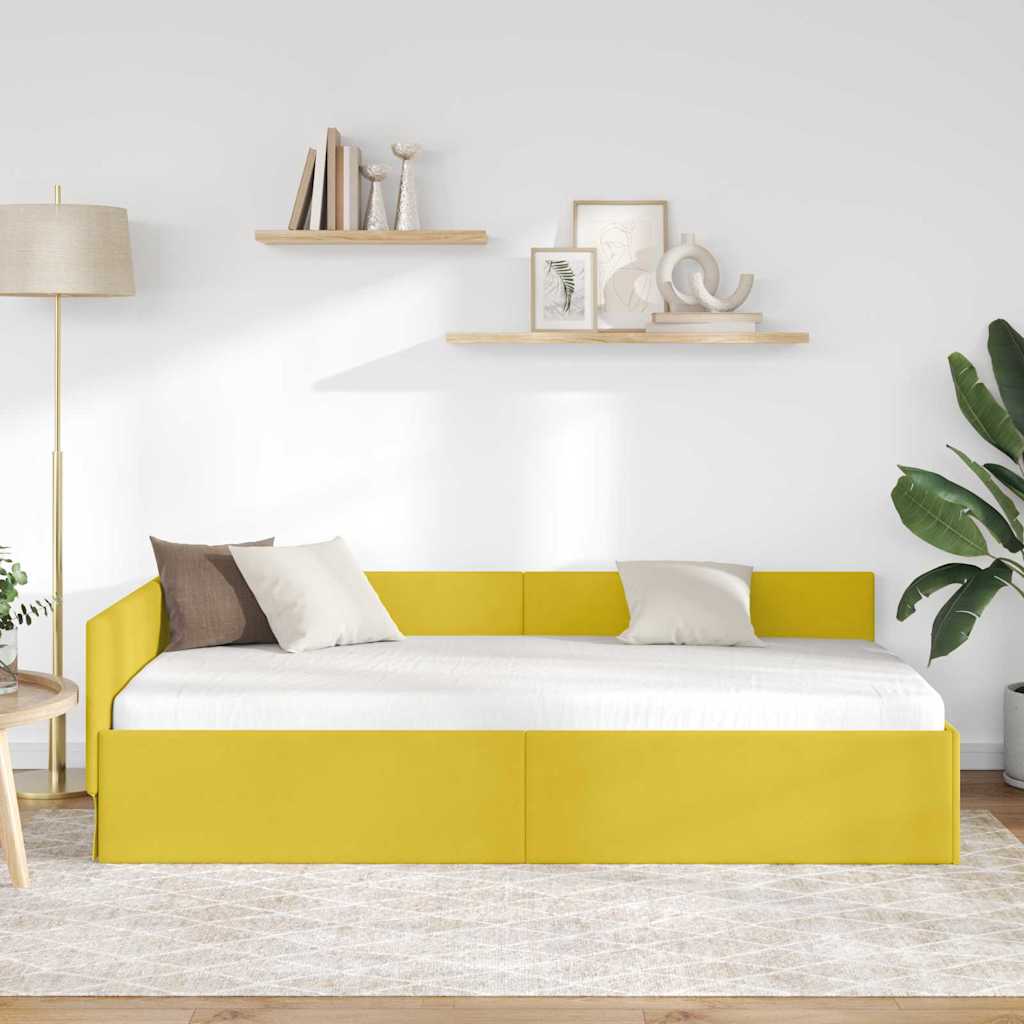 vidaXL Κρεβάτι Γωνίας με κεφαλάρι Κίτρινο 90 εκ x 190 εκ Βελούδο
