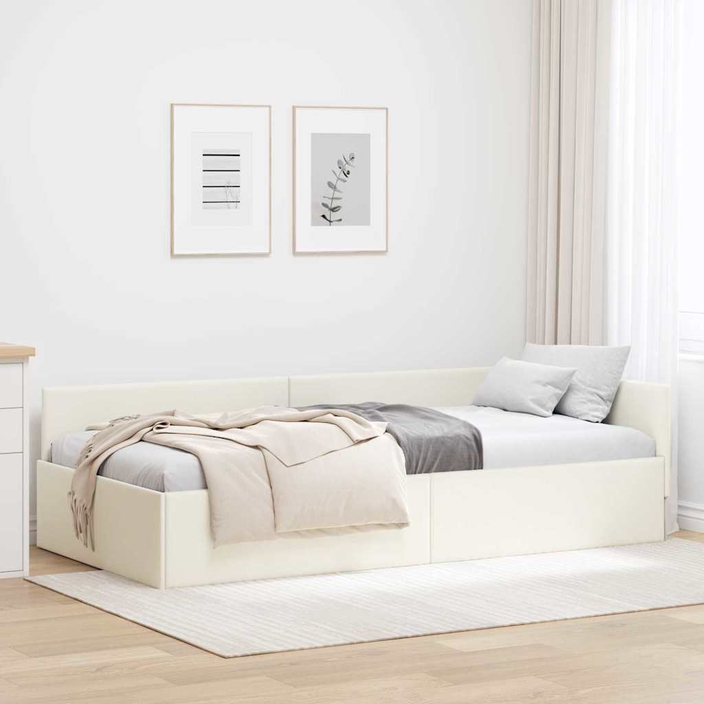 vidaXL Κρεβάτι Γωνίας με κεφαλάρι Κρεμ 90 εκ x 190 εκ Βελούδο