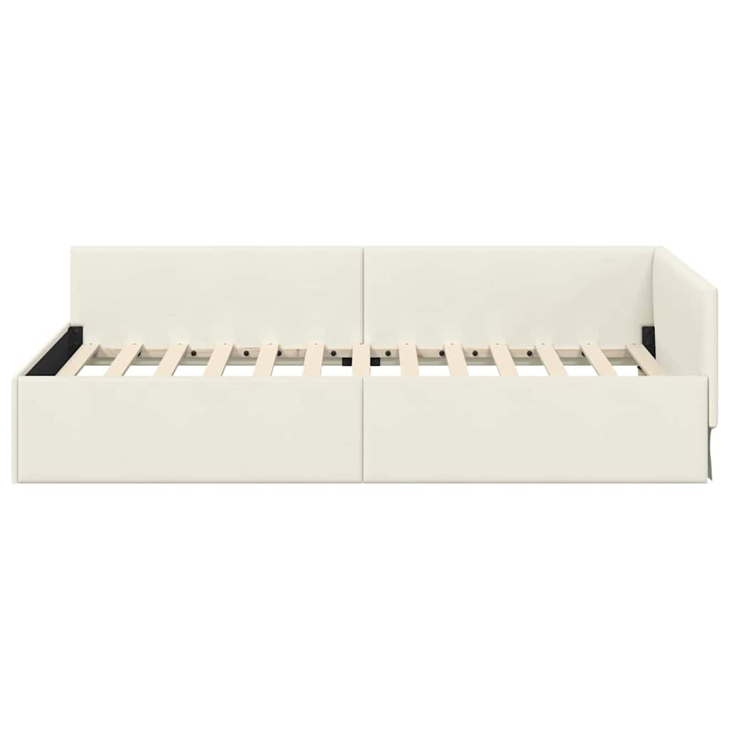 vidaXL Κρεβάτι Γωνίας με κεφαλάρι Κρεμ 90 εκ x 190 εκ Βελούδο