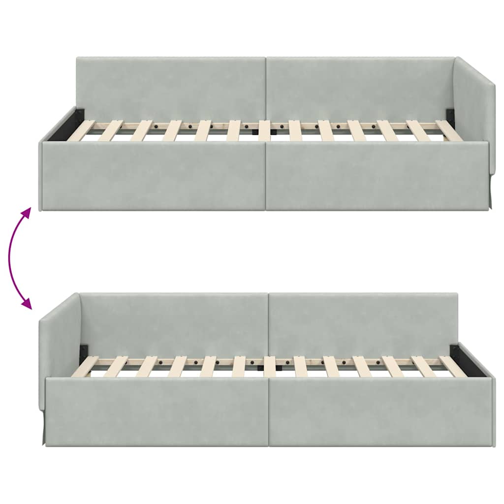 vidaXL Κρεβάτι Γωνίας Άλλο με κεφαλάρι Ανοιχτό γκρι 90 x 200 cm