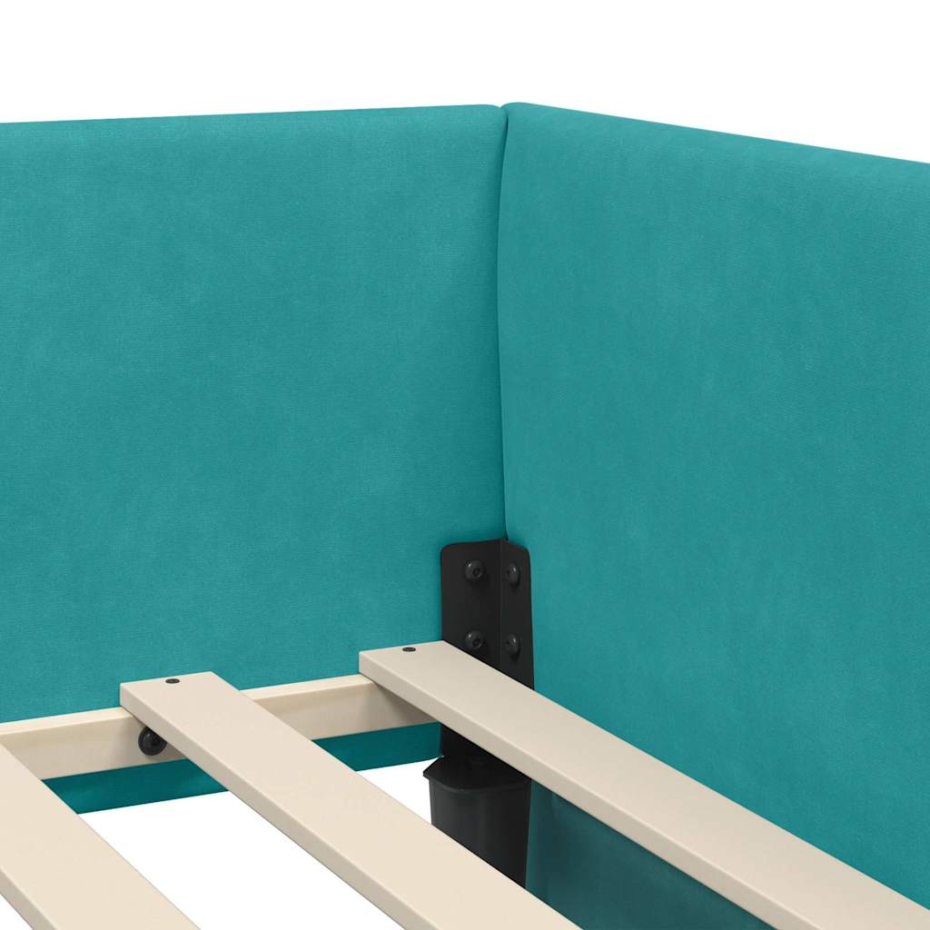 vidaXL Κρεβάτι Γωνίας Τιρκουάζ 90 x 200 cm Βελούδο