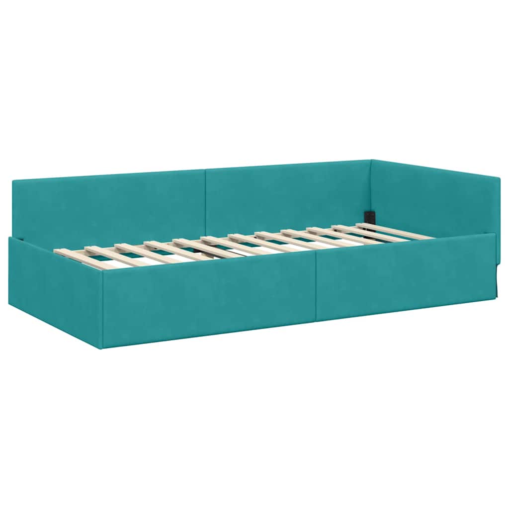 vidaXL Κρεβάτι Γωνίας Τιρκουάζ 90 x 200 cm Βελούδο