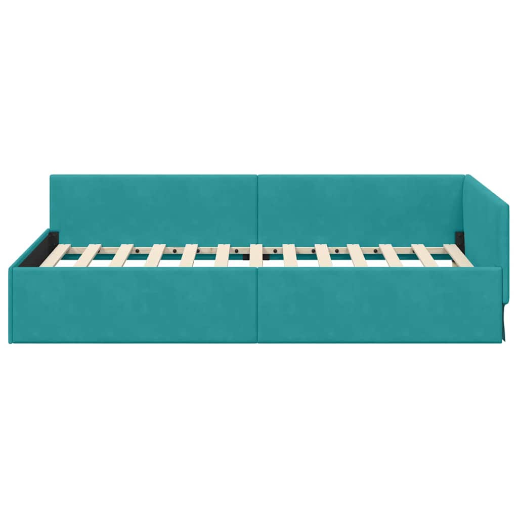 vidaXL Κρεβάτι Γωνίας Τιρκουάζ 90 x 200 cm Βελούδο