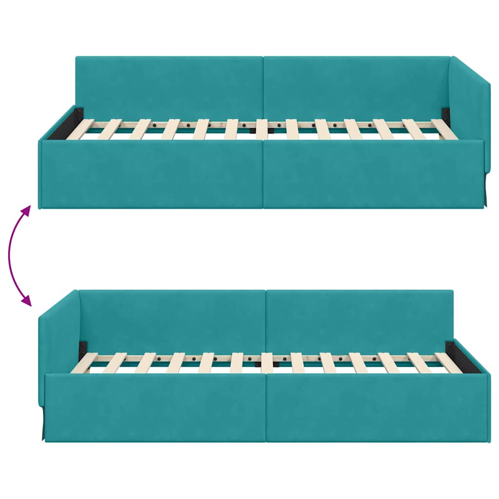 vidaXL Κρεβάτι Γωνίας Τιρκουάζ 90 x 200 cm Βελούδο