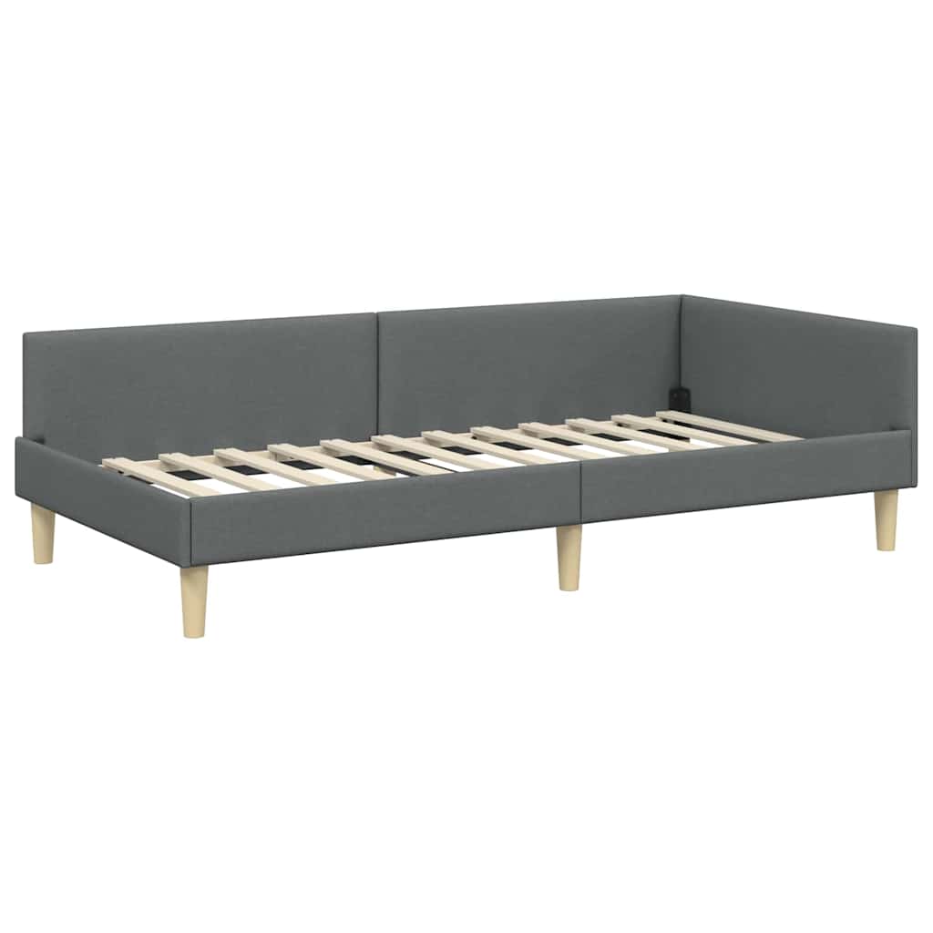 vidaXL Κρεβάτι Γωνίας Σκούρο γκρι 80 x 200 cm Ύφασμα και Έργο ξύλου