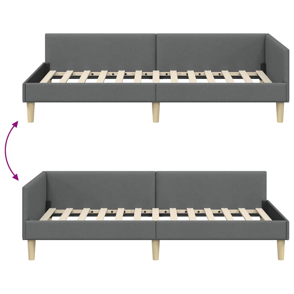 vidaXL Κρεβάτι Γωνίας Σκούρο γκρι 80 x 200 cm Ύφασμα και Έργο ξύλου