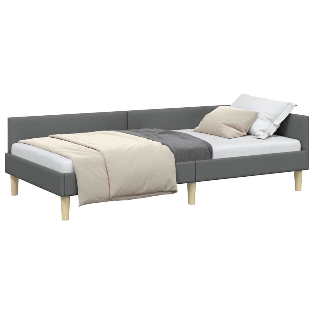 vidaXL Κρεβάτι Γωνίας Σκούρο γκρι 80 x 200 cm Ύφασμα και Έργο ξύλου