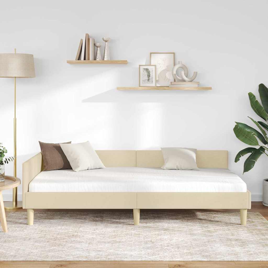 vidaXL Κρεβάτι Γωνίας Κρεμ 80 x 200 cm ύφασμα