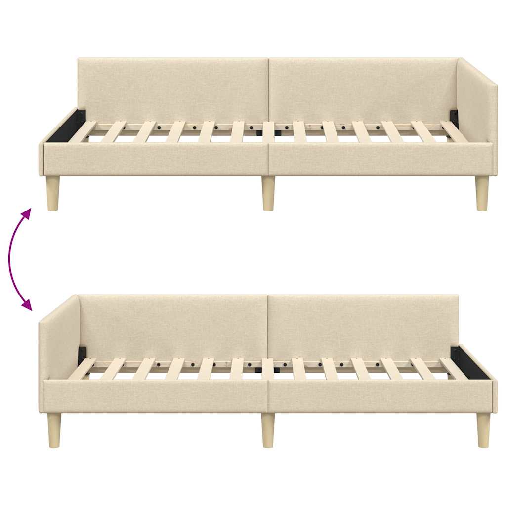 vidaXL Κρεβάτι Γωνίας Κρεμ 80 x 200 cm ύφασμα