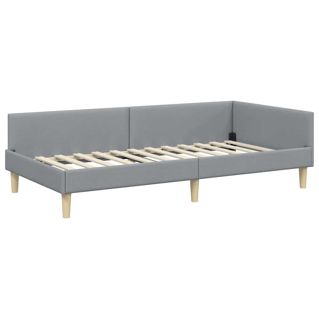 vidaXL Κρεβάτι Γωνίας Ανοιχτό γκρι 90 x 190 cm ύφασμα