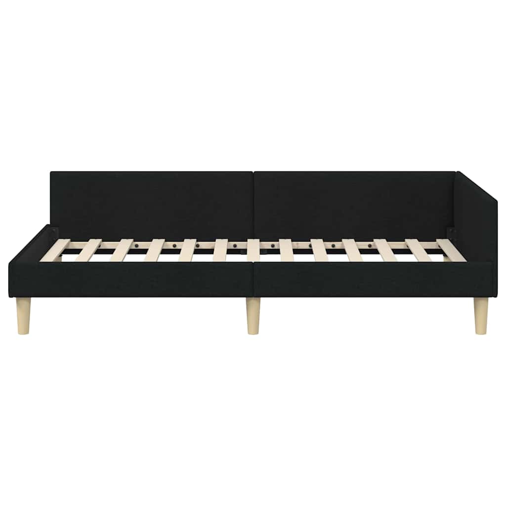vidaXL Κρεβάτι Γωνίας Άλλο Μαύρο 90 x 190 cm Ύφασμα και Έργο ξύλου