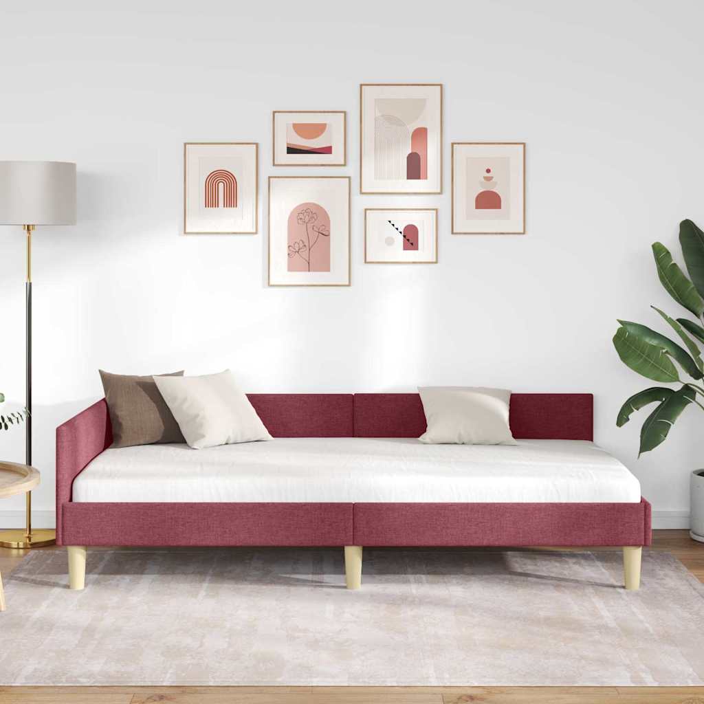 vidaXL Κρεβάτι Γωνίας Κόκκινο 90 x 190 cm ύφασμα