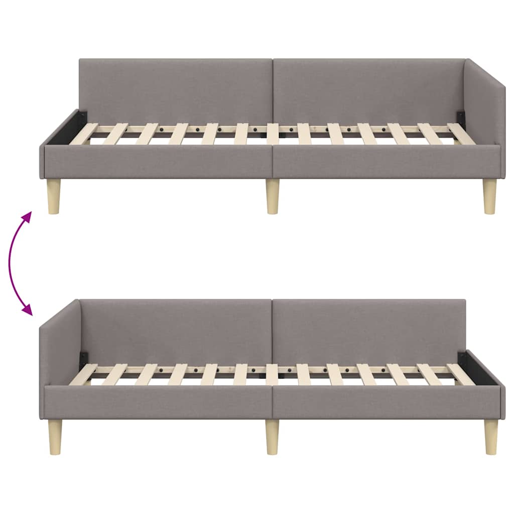 vidaXL Κρεβάτι Γωνίας με κεφαλάρι Taupe 90 x 190 cm ύφασμα