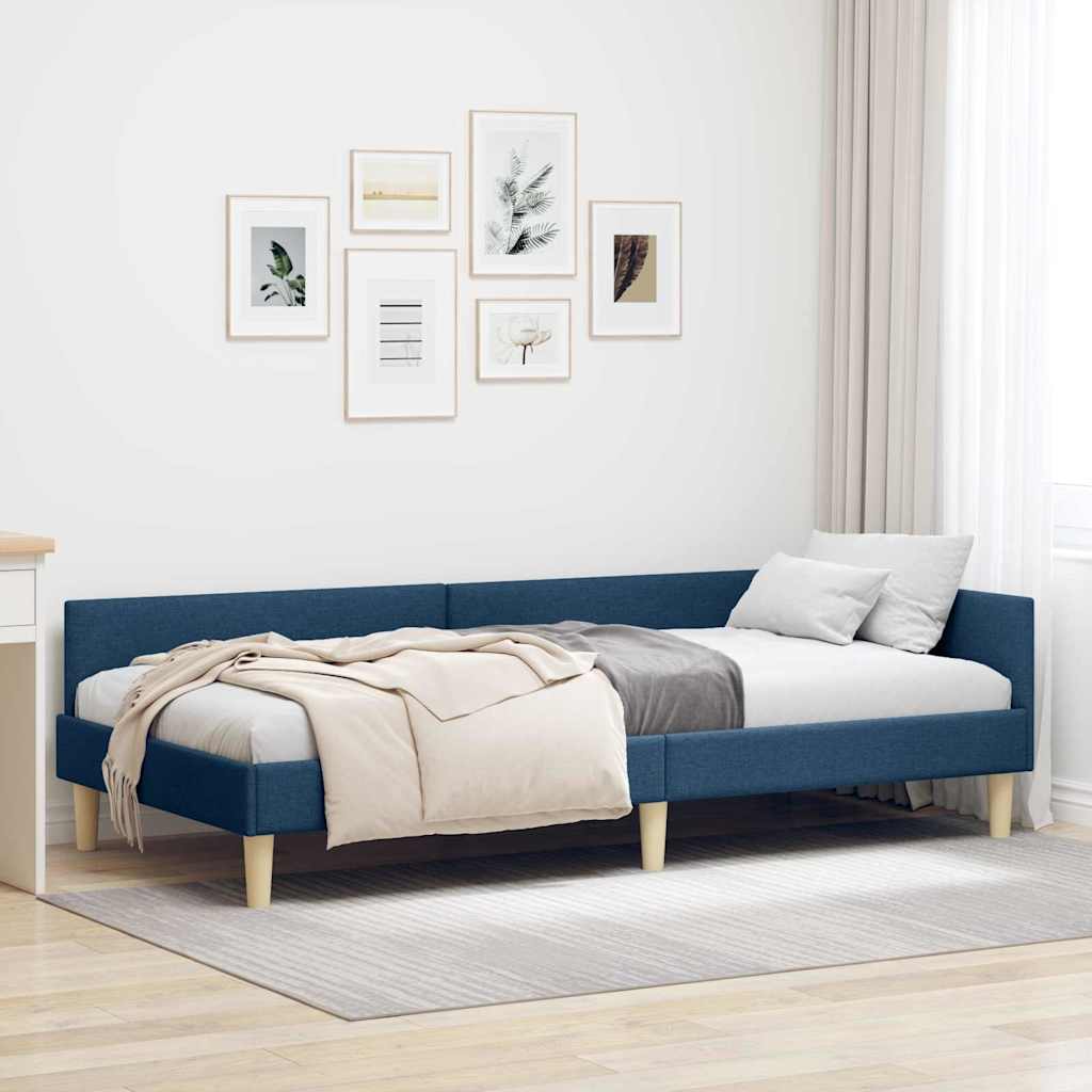vidaXL Κρεβάτι Γωνίας Μπλε 90 x 190 cm ύφασμα