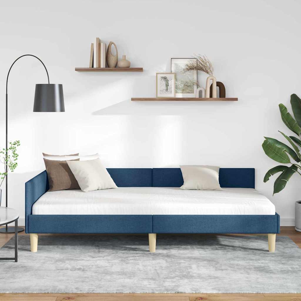 vidaXL Κρεβάτι Γωνίας Μπλε 90 x 190 cm ύφασμα