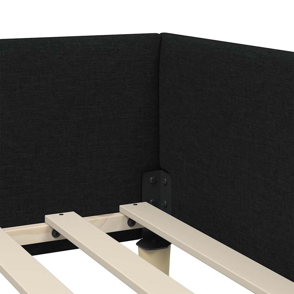 vidaXL Κρεβάτι Γωνίας Άλλο Μαύρο 90 x 200 cm Ύφασμα και Έργο ξύλου