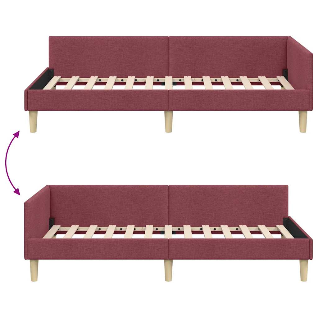 vidaXL Κρεβάτι Γωνίας Κόκκινο 90 x 200 cm ύφασμα