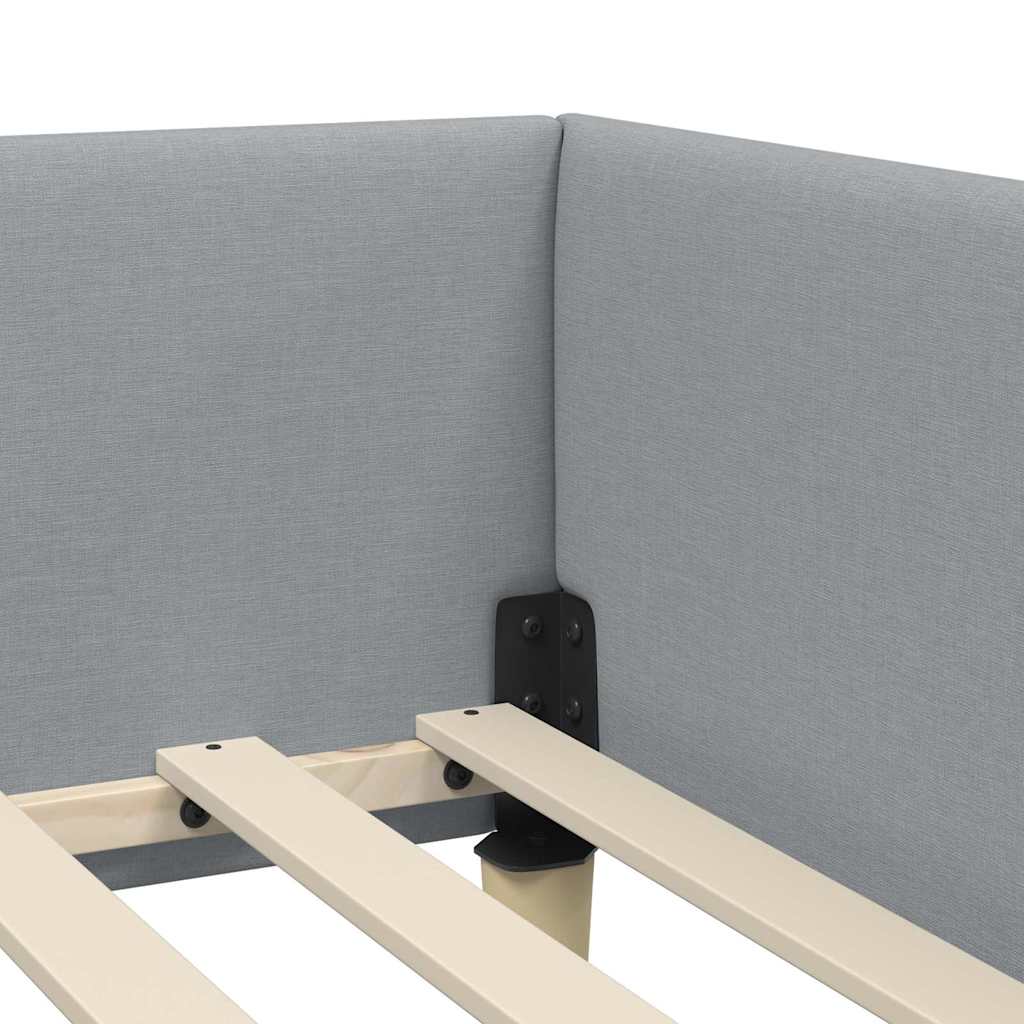 vidaXL Κρεβάτι Γωνίας Ανοιχτό γκρι 100 x 200 cm Ύφασμα και Έργο ξύλου