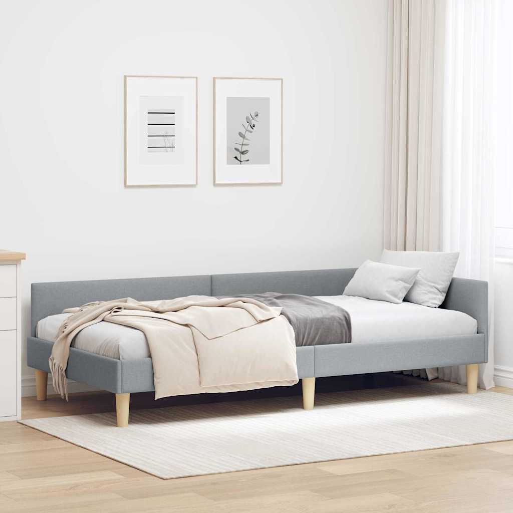 vidaXL Κρεβάτι Γωνίας Ανοιχτό γκρι 100 x 200 cm Ύφασμα και Έργο ξύλου