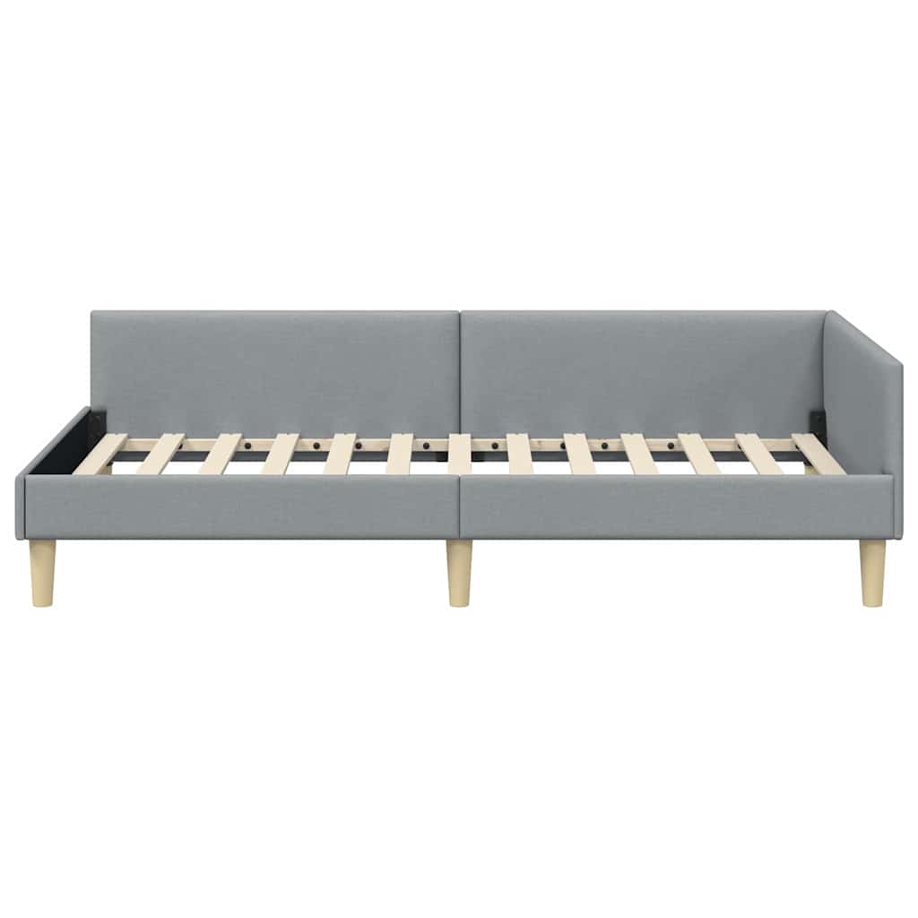 vidaXL Κρεβάτι Γωνίας Ανοιχτό γκρι 100 x 200 cm Ύφασμα και Έργο ξύλου